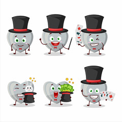 A white love gummy candy Magician cartoon character perform on a stage