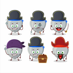 Cartoon character of white love gummy candy with various pirates emoticons
