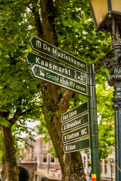 Street signpost, Edam, Holland, Netherlands.