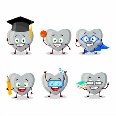 School student of white love gummy candy cartoon character with various expressions