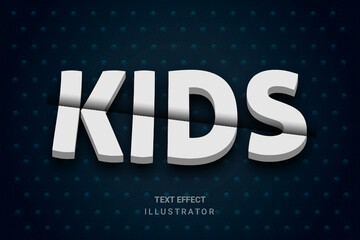 Kids Editable 3D Text Style Text Effect Design Template with Dark Color and Light