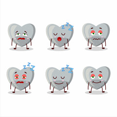Cartoon character of white love gummy candy with sleepy expression