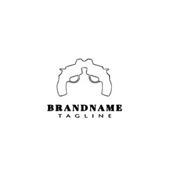 crossed gun logo cartoon design template icon black isolated vector