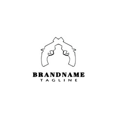Obraz premium crossed gun logo cartoon design template icon black vector illustration