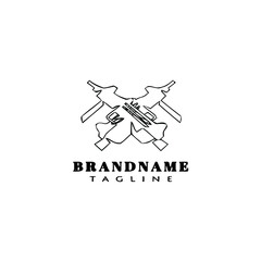 crossed gun logo cartoon design template icon isolated vector illustration