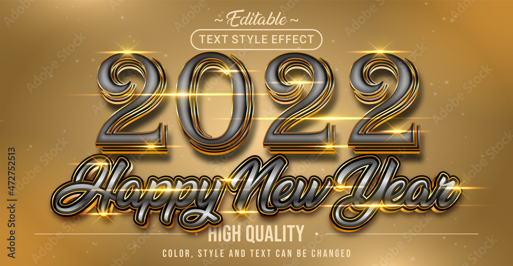 Poster Editable text style effect - 2022 Happy New Year text style theme.