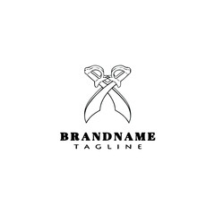 crossed sword logo cute design template icon black isolated vector illustration