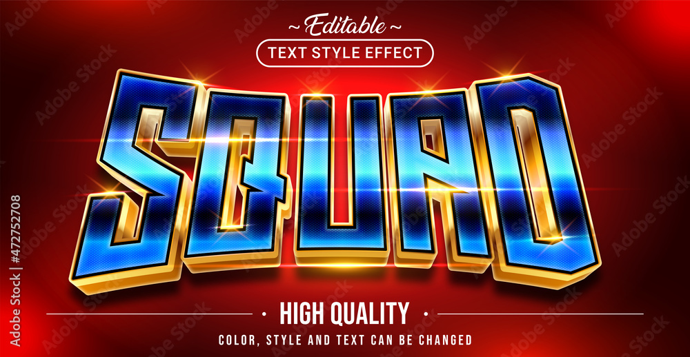 Poster Editable text style effect - Squad text style theme.