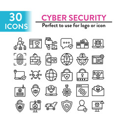 Set of 40 Cyber Security web icons in line style. Suitable for website project or be used as logo. Vector Illustration
