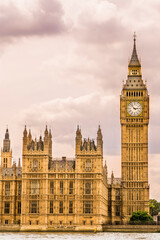 Big Ben or Great Bell, Palace of Westminster, Houses of Parliament, London, England.