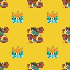 Obraz na płótnie Canvas Aztec cacao seamless pattern design with tribal elements.