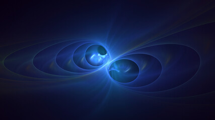 3D rendering abstract blue fractal light background