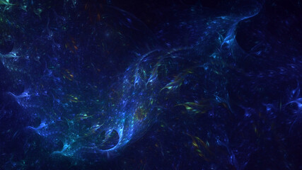 3D rendering abstract blue fractal light background