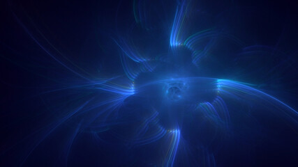3D rendering abstract blue fractal light background