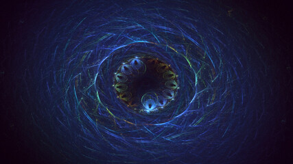 3D rendering abstract blue fractal light background