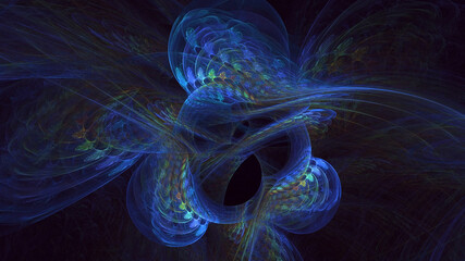 3D rendering abstract blue fractal light background