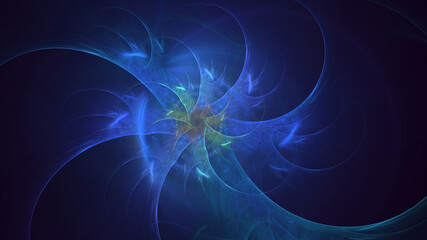 3D rendering abstract blue fractal light background