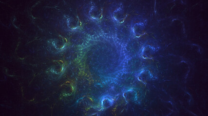 3D rendering abstract blue fractal light background