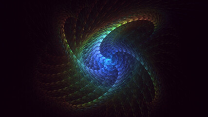 3D rendering abstract blue fractal light background