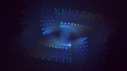 3D rendering abstract blue fractal light background