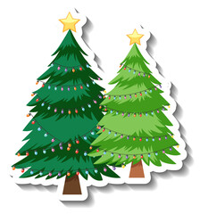 Christmas decorated tree sticker