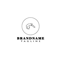 cricket player logo cartoon icon design template black isolated vector illustration