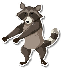 A raccoon dancing animal cartoon sticker