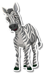 Fototapeta na wymiar A zebra animal cartoon sticker