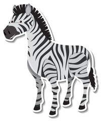 Obraz na płótnie Canvas A zebra animal cartoon sticker
