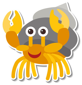 recommend clip art: Hermit crab sea animal cartoon sticker