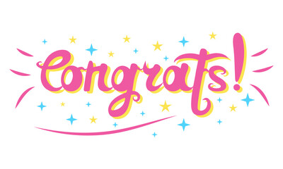 Congrats typography lettering decorative card. Template for banner, poster, flyer, greeting card, web design or photo overlay.