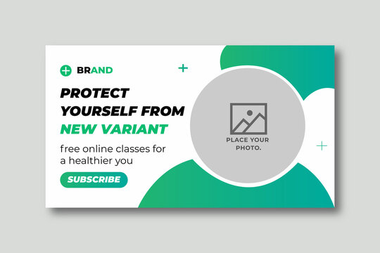 Medical healthcare web banner template and video thumbnail. Editable promotion banner design. Dental hospital clinic social media layout