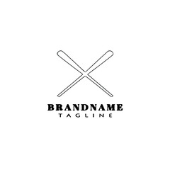 crossed baseball bat logo cartoon icon design template black isolated vector illustration