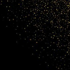 Falling Snow flakes golden pattern Holiday Vector