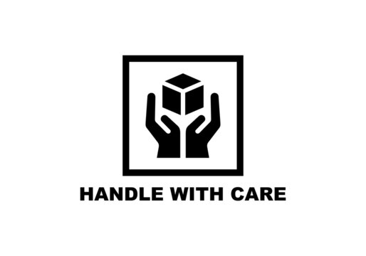 Handle with care simple flat icon vector illustration