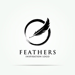 circular ink brush feather collection logo
