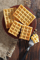 Waffles in plate