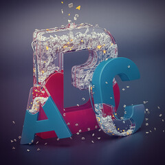 Abc, school, Abstract texture. 3d rendering background can be used in cover design, book design, poster, flyer, website background for advertisement, broadcasting, presentation White and Yellow