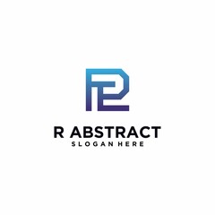 Letter R logo square shape with gradient color technology abstract digital logo letter R