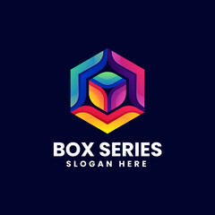 Vector Logo Illustration Box Gradient Colorful Style.