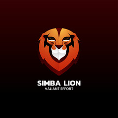 Vector Logo Illustration Simba Lion Gradient Colorful Style.