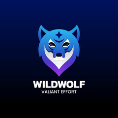 Vector Logo Illustration Wild Wolf Gradient Colorful Style.