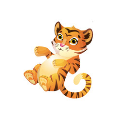 Obraz premium Vector cute tiger cub, symbol 2022