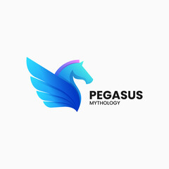 Vector Logo Illustration Pegasus Gradient Colorful Style.