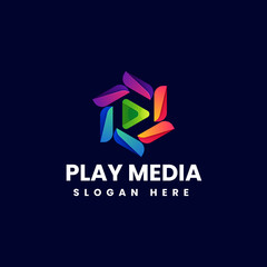 Vector Logo Illustration Play Media Gradient Colorful Style.