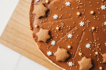 chocolate stars sprinkles christmas food cheesecake 

