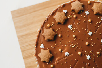chocolate stars sprinkles christmas food cheesecake 
