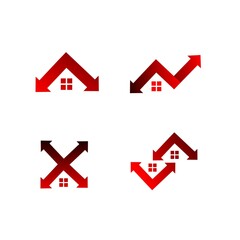 Set house logo with red gradient for property business
