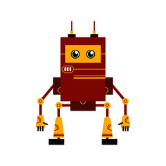 a creative illustration of a retro robot in red. a funny cartoon character for futuristic theme design. an element vector collection.