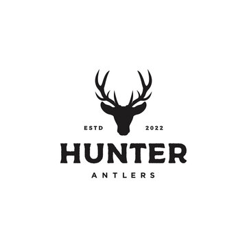 deer head logo vintage style hunting club symbol